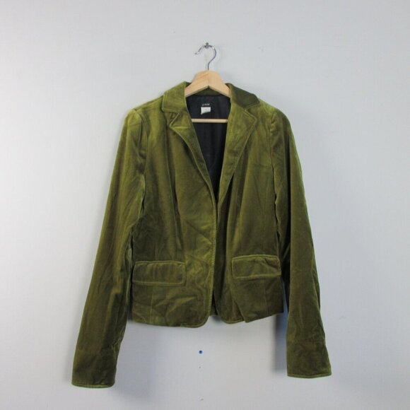 J.CREW Jackets & Blazers - J. Crew Women's Velvet Blazer 6T Green Cotton Career Luxury Preppy Party 564